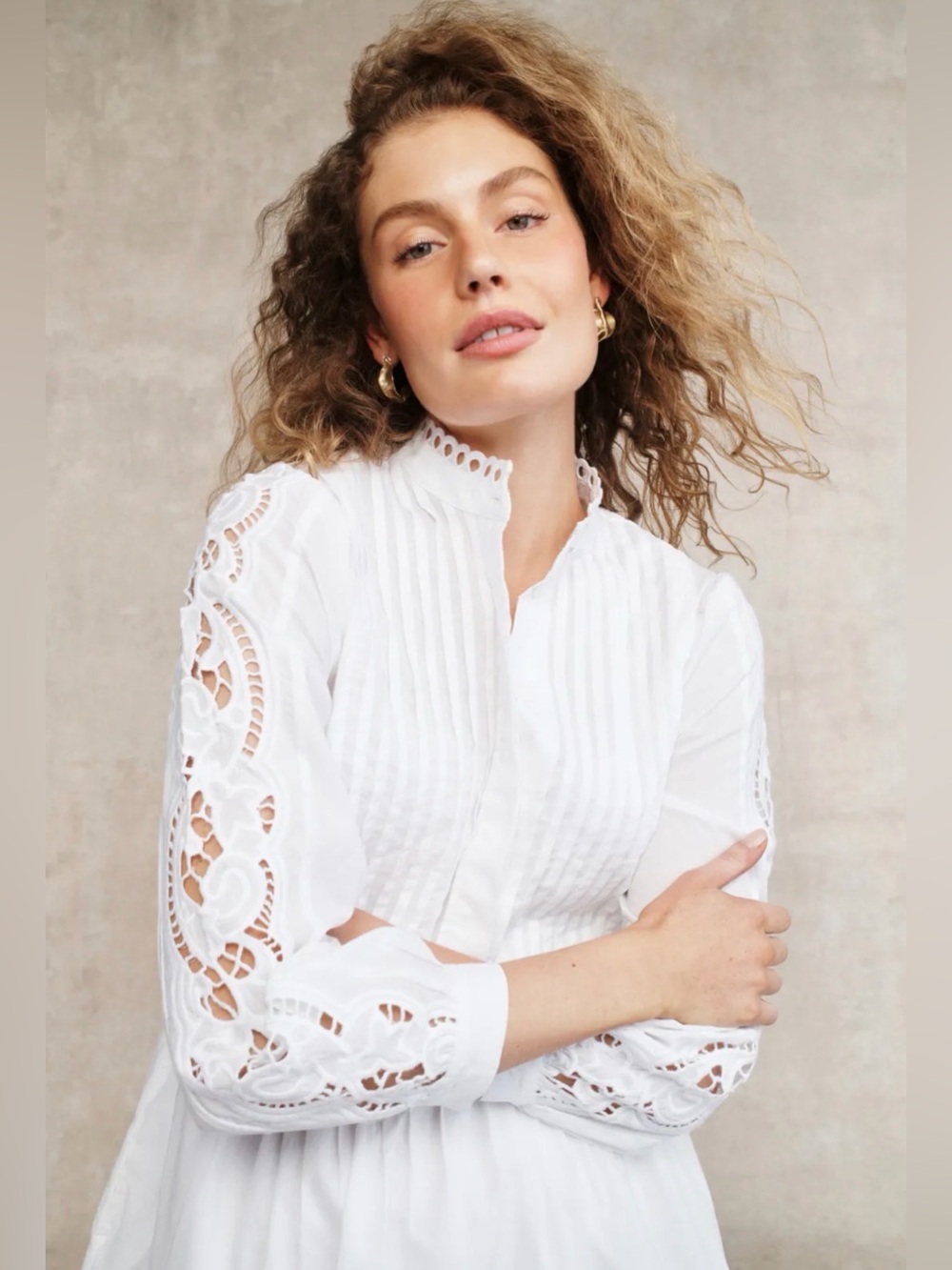 Madewell Pintucked Eyelet Mini Dress White Embroidered Cotton NWT Size S - Picture 5 of 13
